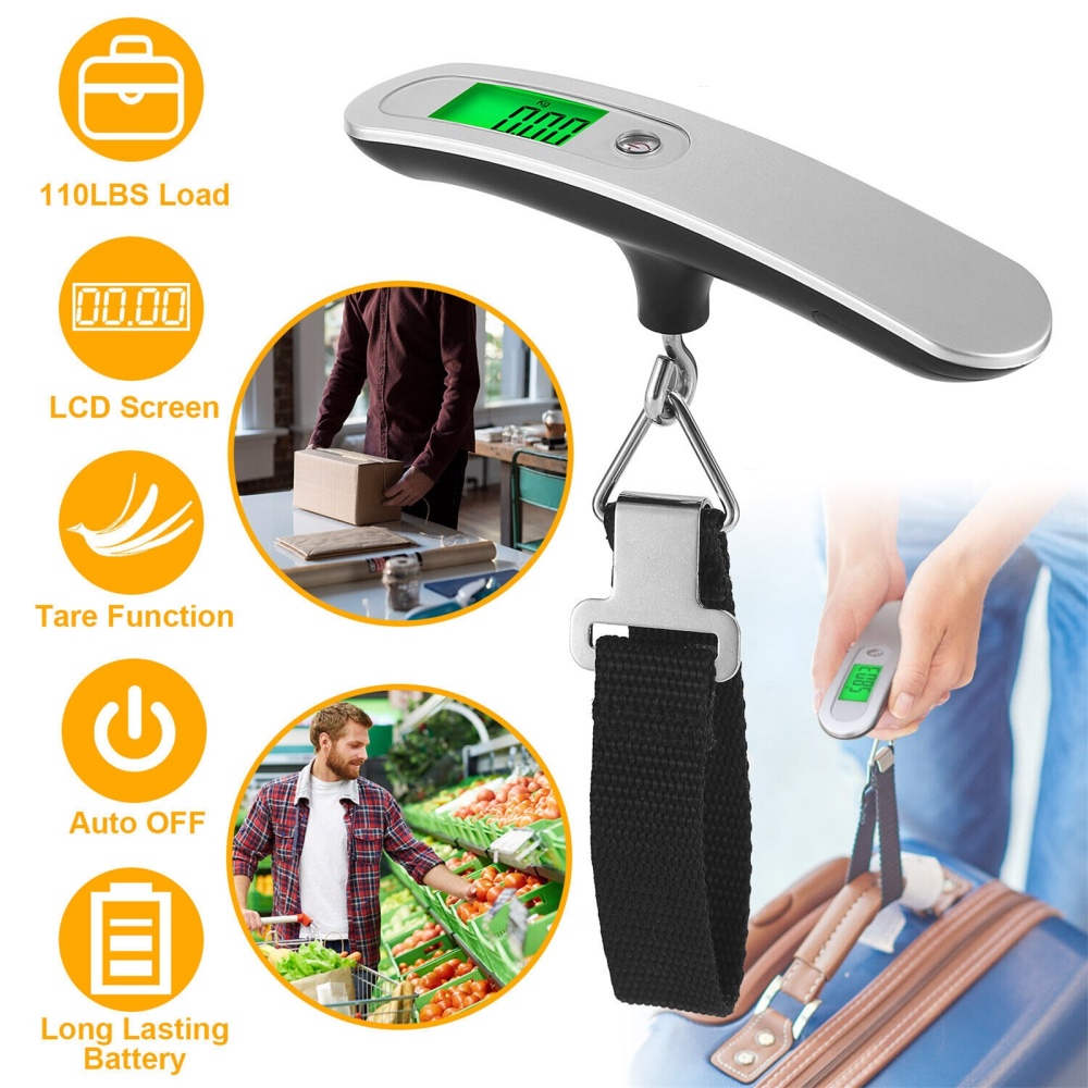 Portable Travel Lcd Digital Electronic Weight Scale Hanging Luggage 110lb/50kg no Backlight - Image 3