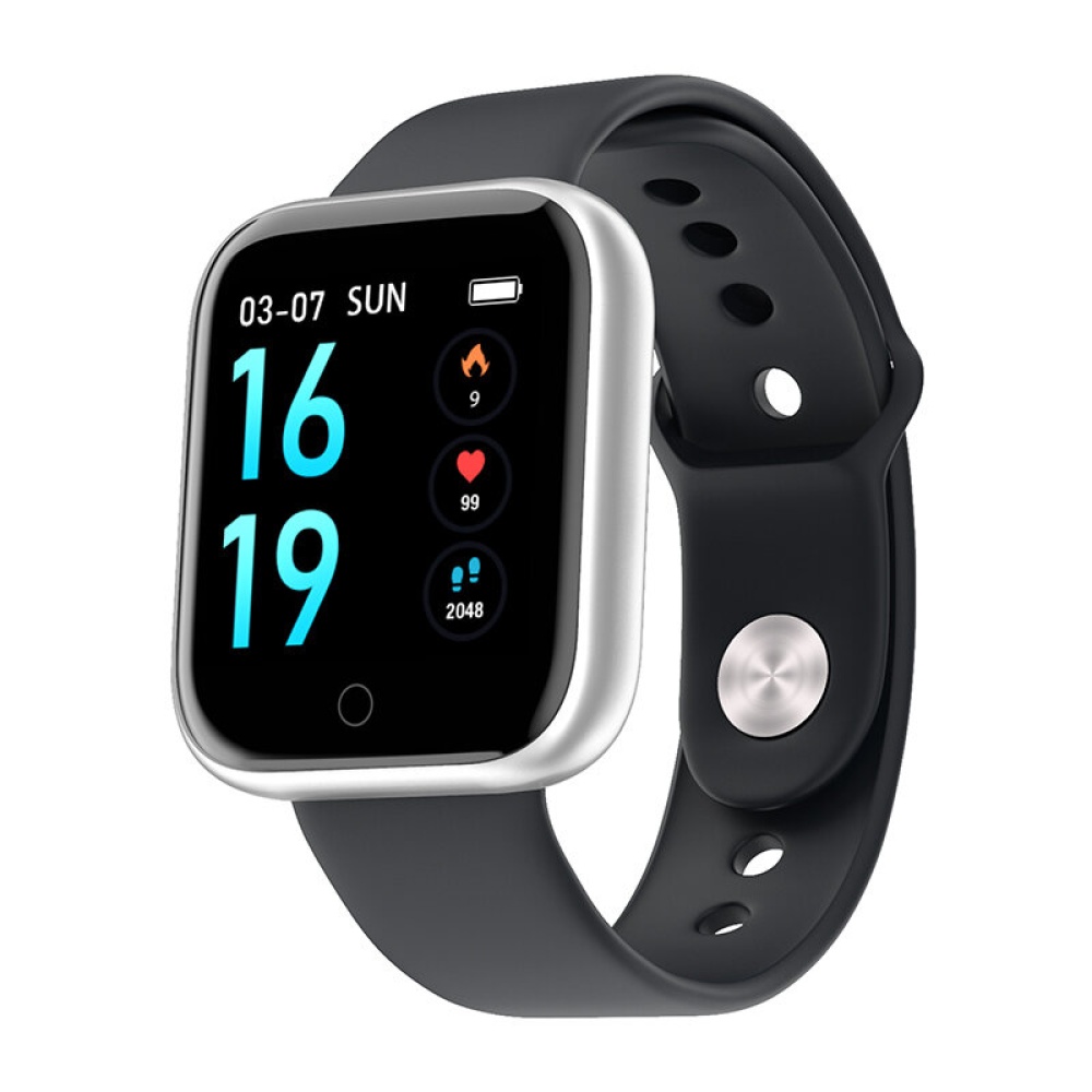 T80 Heart Rate Blood Pressure Monitor Multi-sport Modes Weather Forcast Dazzling Screen Smart Watch - Black - Image 2