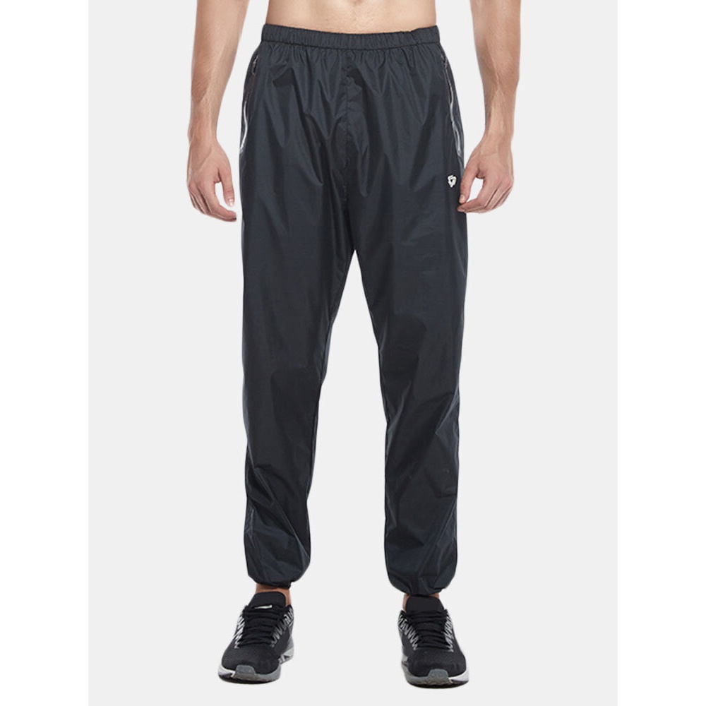 Men Casual Elastic Waist Pants - L Black