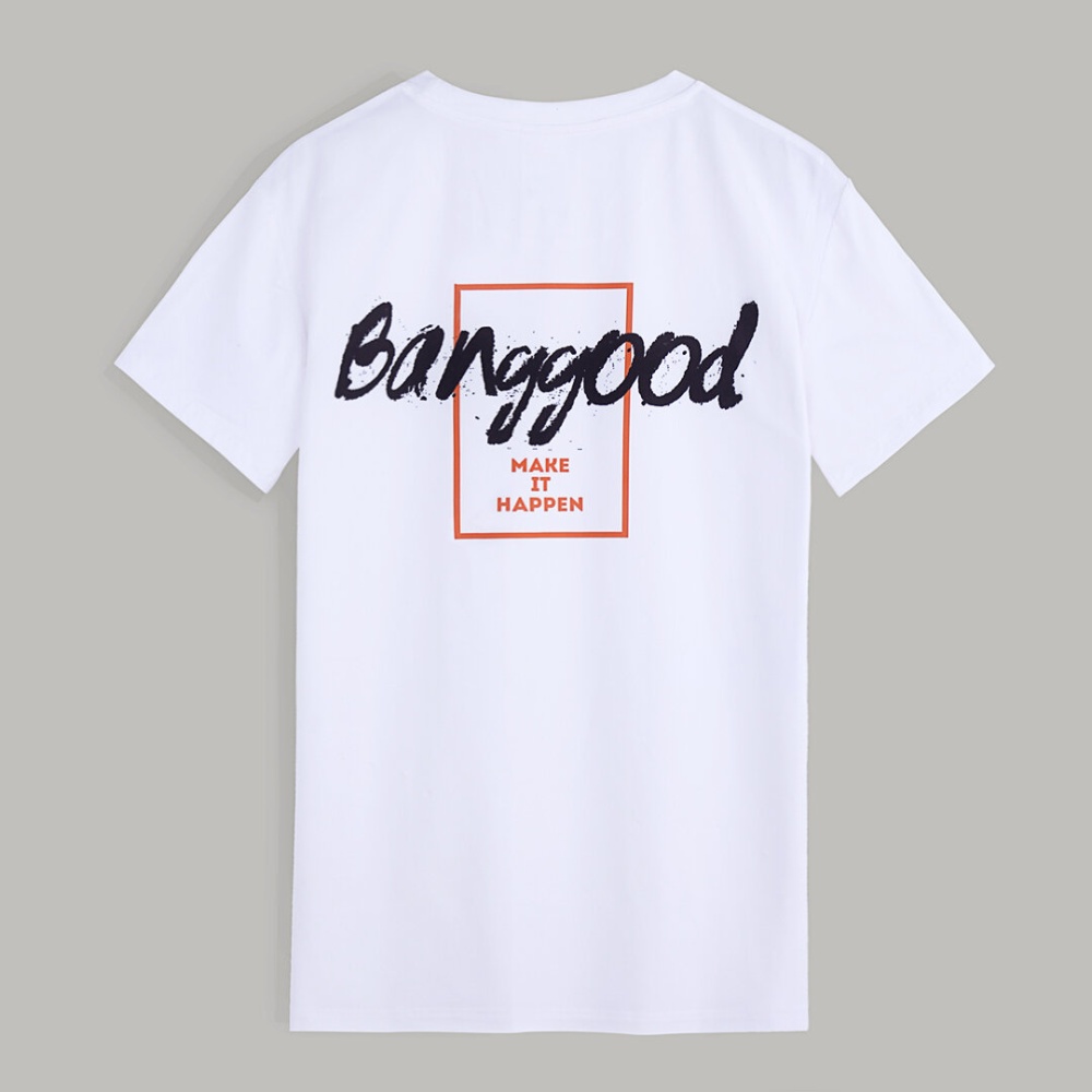 Banggood Logo Print Anniversary Cultural Short T-Shirts - L White - Image 2