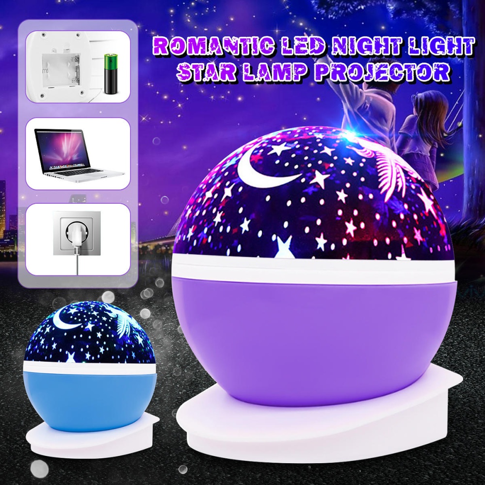 LED Rotating Night Light Projector Starry Sky Star Projection Lamp Children's Room Decorated Lights - Black - Image 2