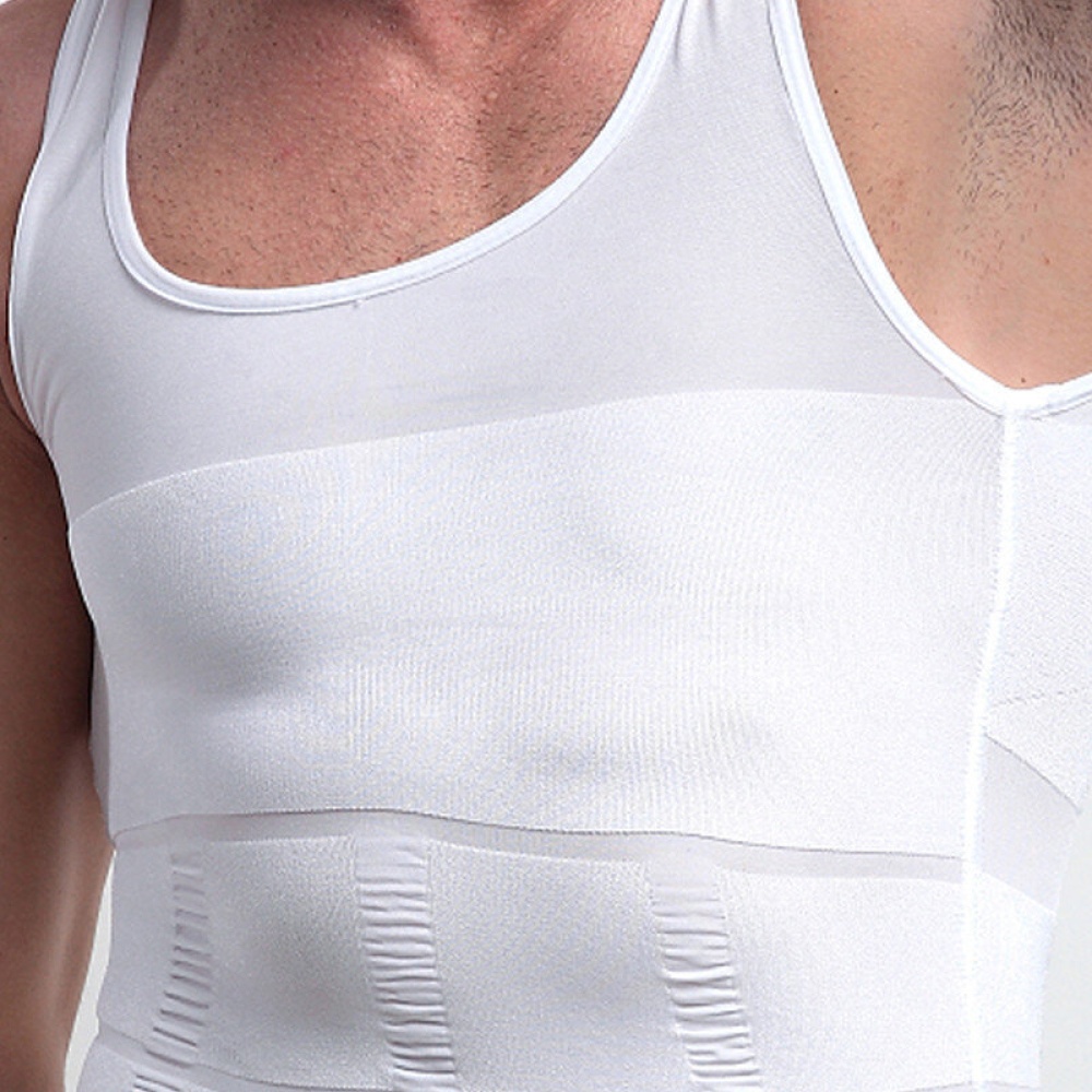 Mens Sport Vest Fitness Skinny Compression Around Abdomen Shapewear - XL White - Image 2