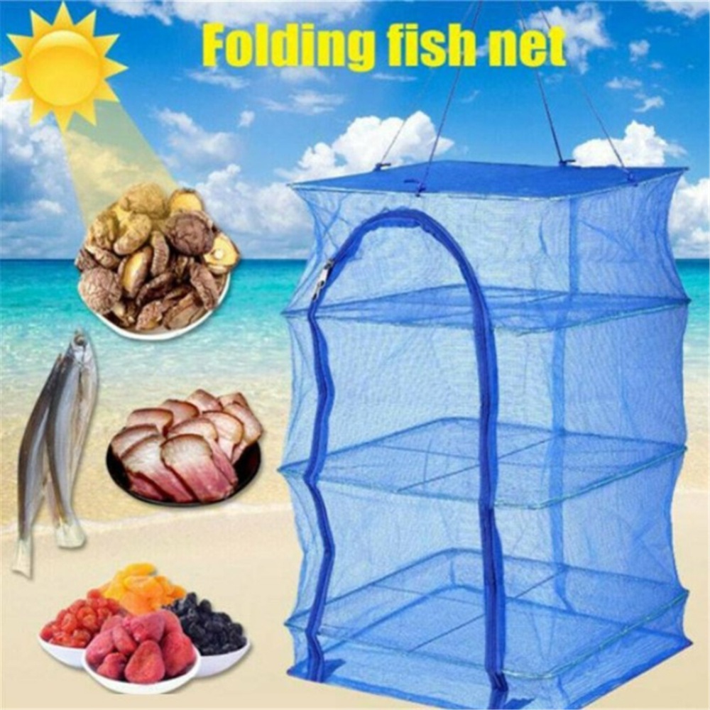 3-layer Drying Net Folding Zipper For Fish Vegetables Meat Fruits 45 three-story 65 high