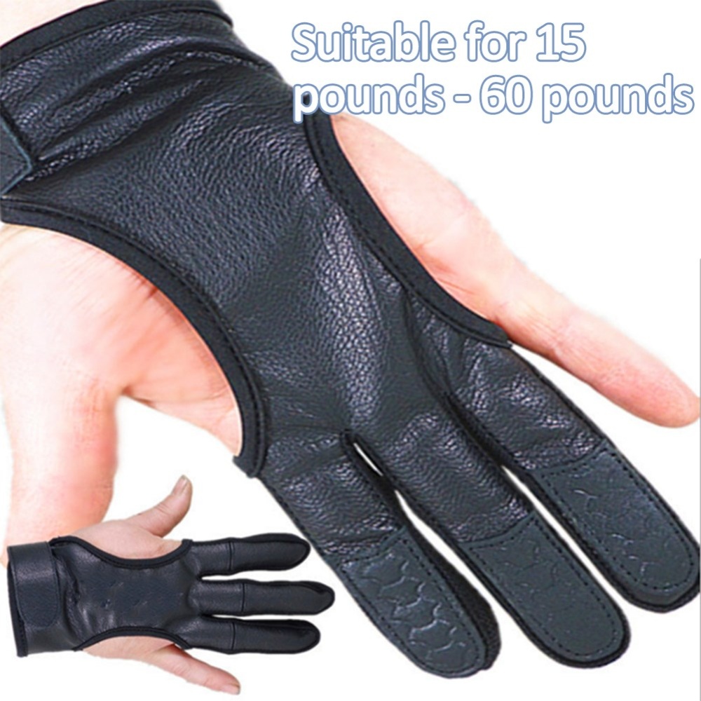 Professional Bow Shoots Leather 3-Fingered Gloves Protective Hand Guard M - Image 2