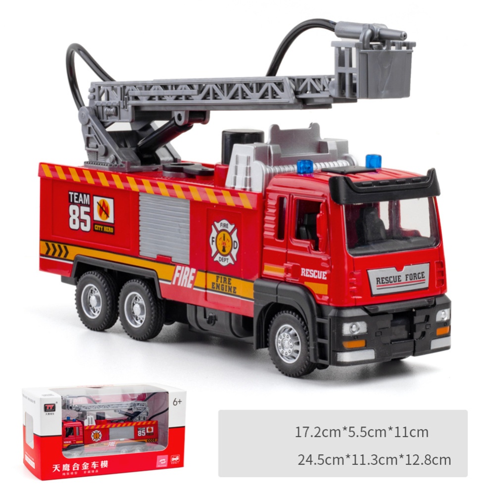 Simulation 1:32 Fire-fighting Ladder Alloy Car Model Decoration Sound Light Spray Function Children Toy car - Image 2