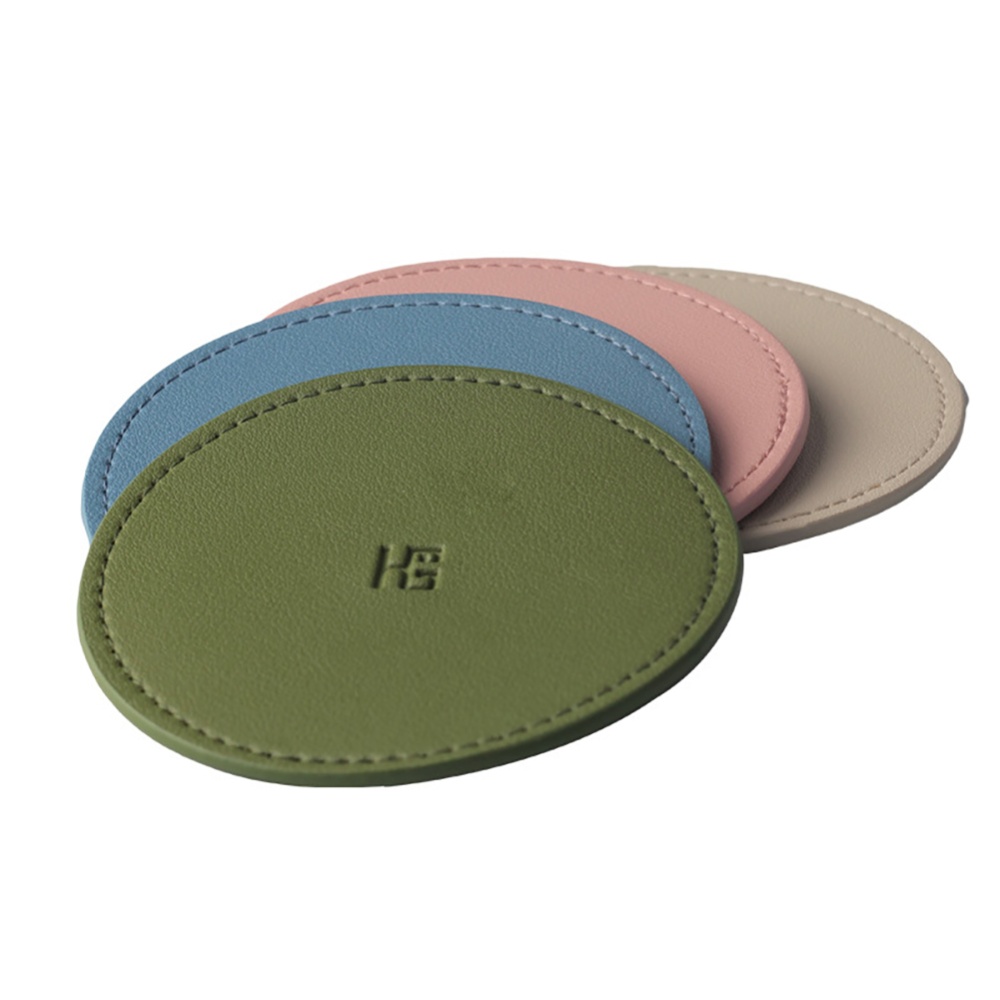 Leather Insulation Coaster Anti-scald Heat-resistant Non-slip Double-layer Home Office Table Mat Green - Image 3