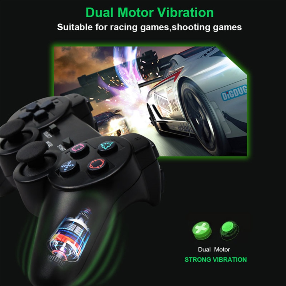 Fast Response No Delay Wireless Gamepad Double Vibration Shock Joypad Usb Pc Game Controller Compatible For Sony Ps2 Console Joystick black - Image 4