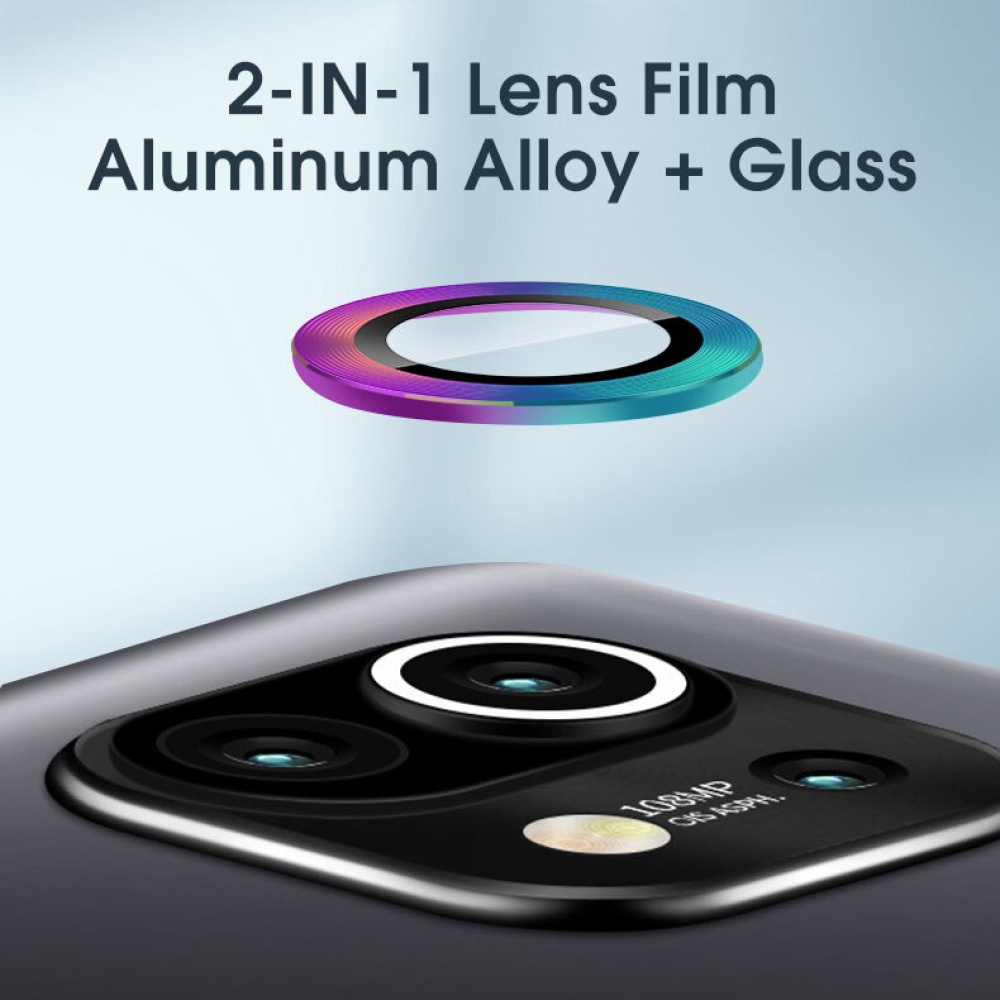 for Xiaomi Mi 11 Camera Protection 2-IN-1 Anti-Scratch Aluminum Alloy + Tempered Glass Circle Ring Rear Phone Lens Protector Non-Original - Black 2p - Image 2