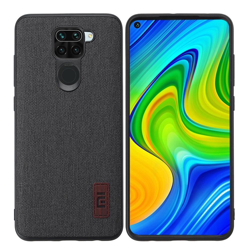 Luxury Fabric Splice Soft Silicone Edge Shockproof Protective Case for Xiaomi Redmi Note 9 / Redmi 10X 4G Non-original - Black - Image 2