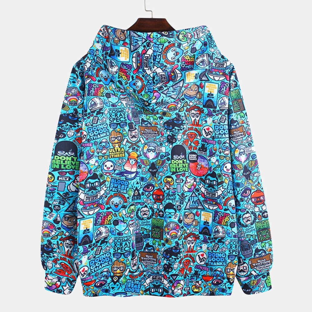 Fashion Graffiti Printing Hooded Long Sleeve Sweatshirt - M As Picture - Image 2