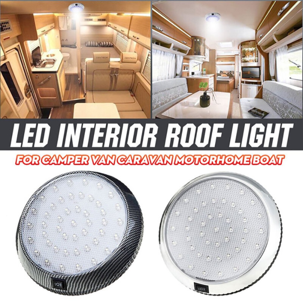 46LED Car Round Ceiling Dome Roof Light DC12V Interior Light Lamp On/Off Switch - Image 2