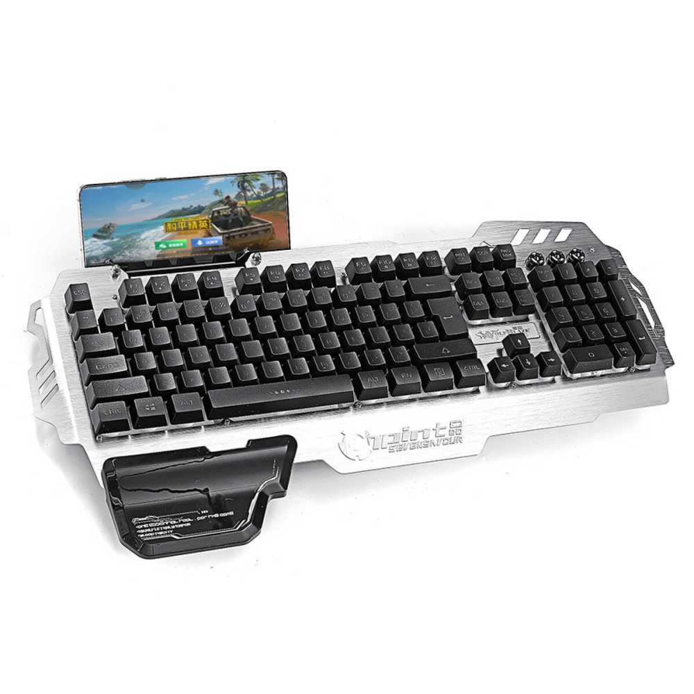 PK-900 104 Keys Wired Colorful Backlight Competitive Games Gaming Keyboard Home Multimedia Laptop Computer Clavier for PC - Grey - Image 2