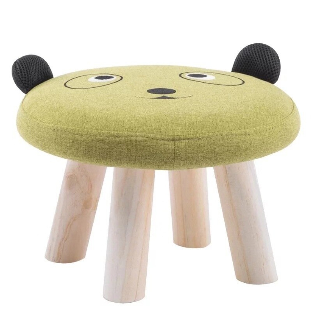 Baby Sofa Round Stool Solid Wooden Bear Chair Home Furniture - Orange - Image 2