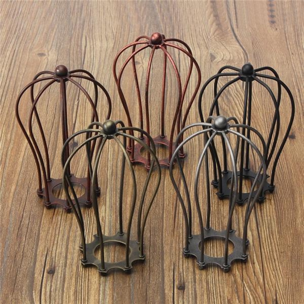 175MM DIY Vintage Pendant Trouble Light Bulb Guard Wire Cage Ceiling Hanging Lampshade - Black - Image 2