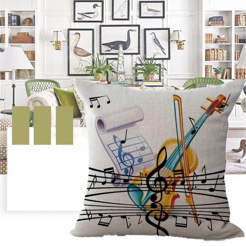 45x45cm Fashion Printing Musical Note Throw Pillow Cases Cafe Sofa Cushion Home Decor - Image 2