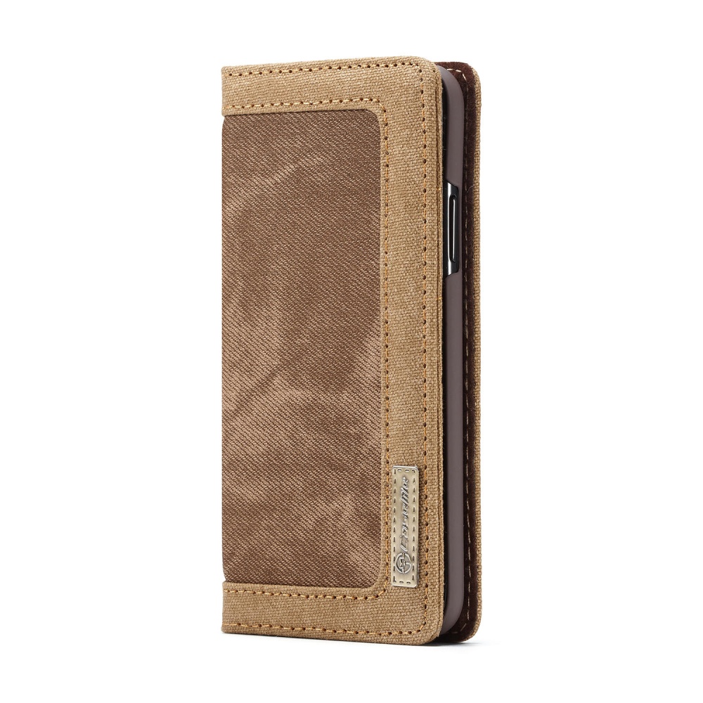 Caseme Protective Case For iPhone XS Max Canvas Magnetic Flip Bracket Wallet Cover - Brown - Image 2