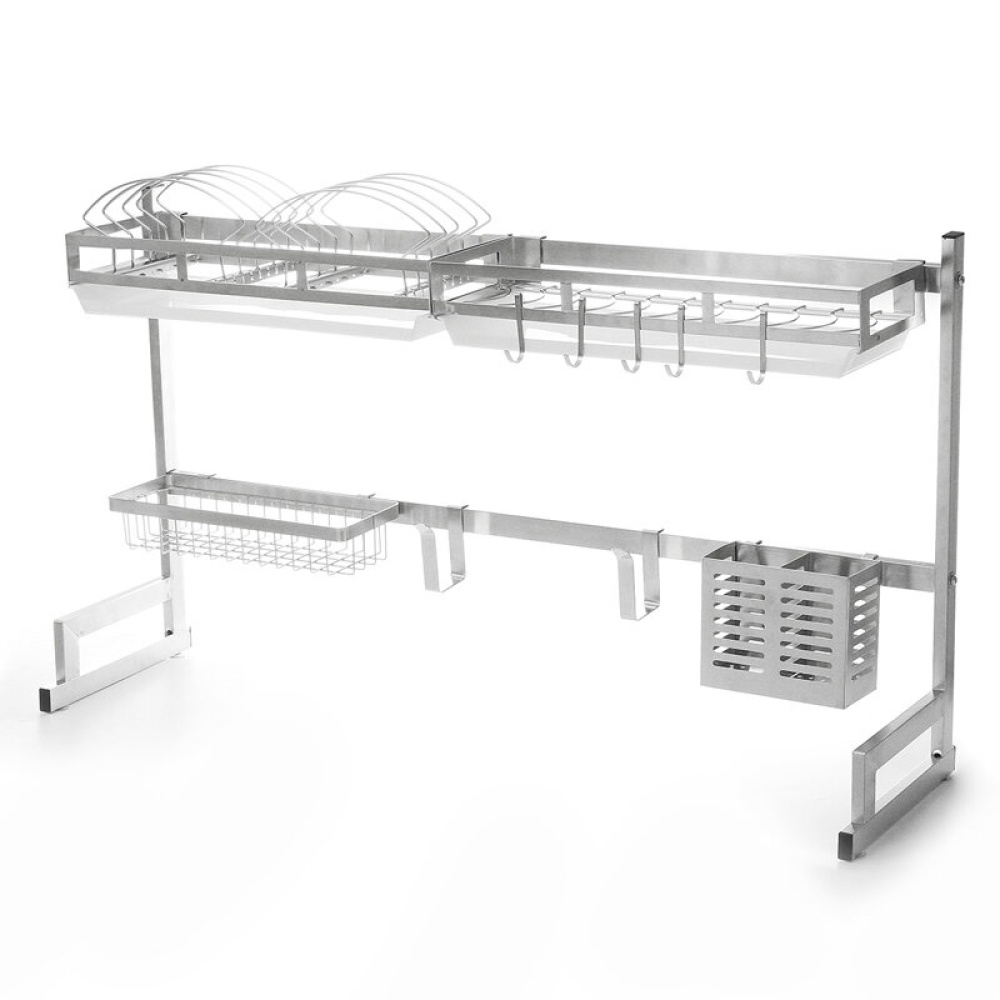 Stainless Steel Kitchen Dish Drying Rack Drainer Storage Shelf Utensil Holder Plate Dish Cupboard Storage Rack - 1x Stents of dish rack 65cm - Image 2