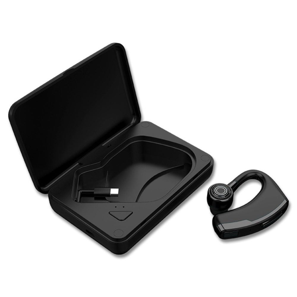 V10 Bluetooth 5.0 Business Headphone Wireless Headset Sport Earbud with Charging Box Black