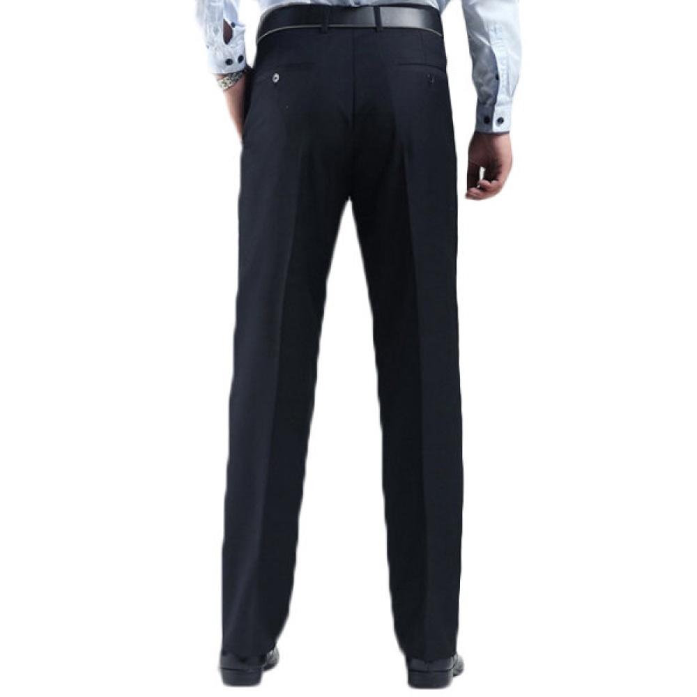 Black Slim Straight Suit Pants Men's Dress Trousers - 30 Black - Image 2