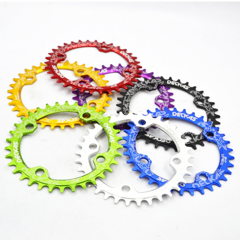 DECKAS 104BCD Round Narrow Wide Chainring For MTB Mountain Road Bike 36T 38T Single Disc Bicycle Components Crankset Tooth Plate Parts 104 BCD - Red - Image 2