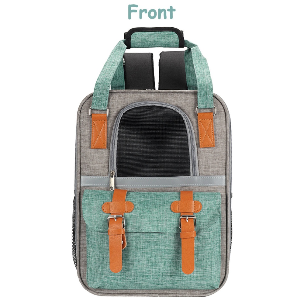 Pet Travel Carrier Backpack 20lbs Cat Dog Foldable Back Bag with Removable Mat - Green - Image 2