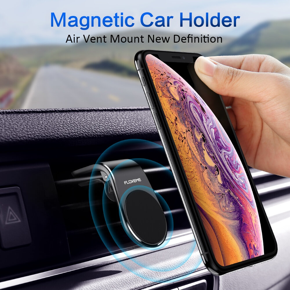 Floveme Upgrade Strong Magnetic Air Vent Car Mount Car Phone Holder For 4 Inch-7 Inch Smart Phone For iPhone XS Max For Samsung Galaxy S10 Plus - Bla - Image 2