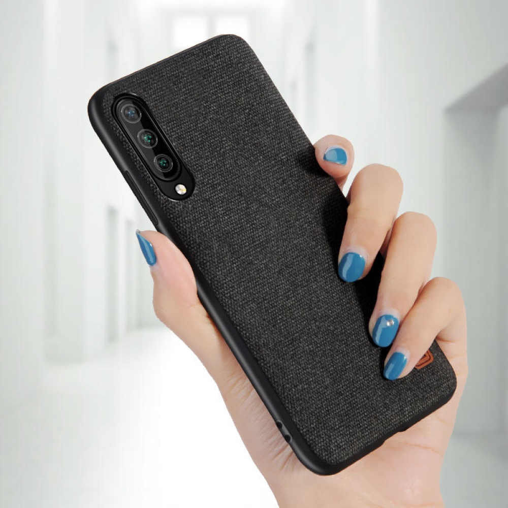 Luxury Fabric Splice Soft Silicone Edge Shockproof Protective Case For Xiaomi Mi9 Mi 9 Lite / Xiaomi Mi CC9 Non-original - Navy - Image 2