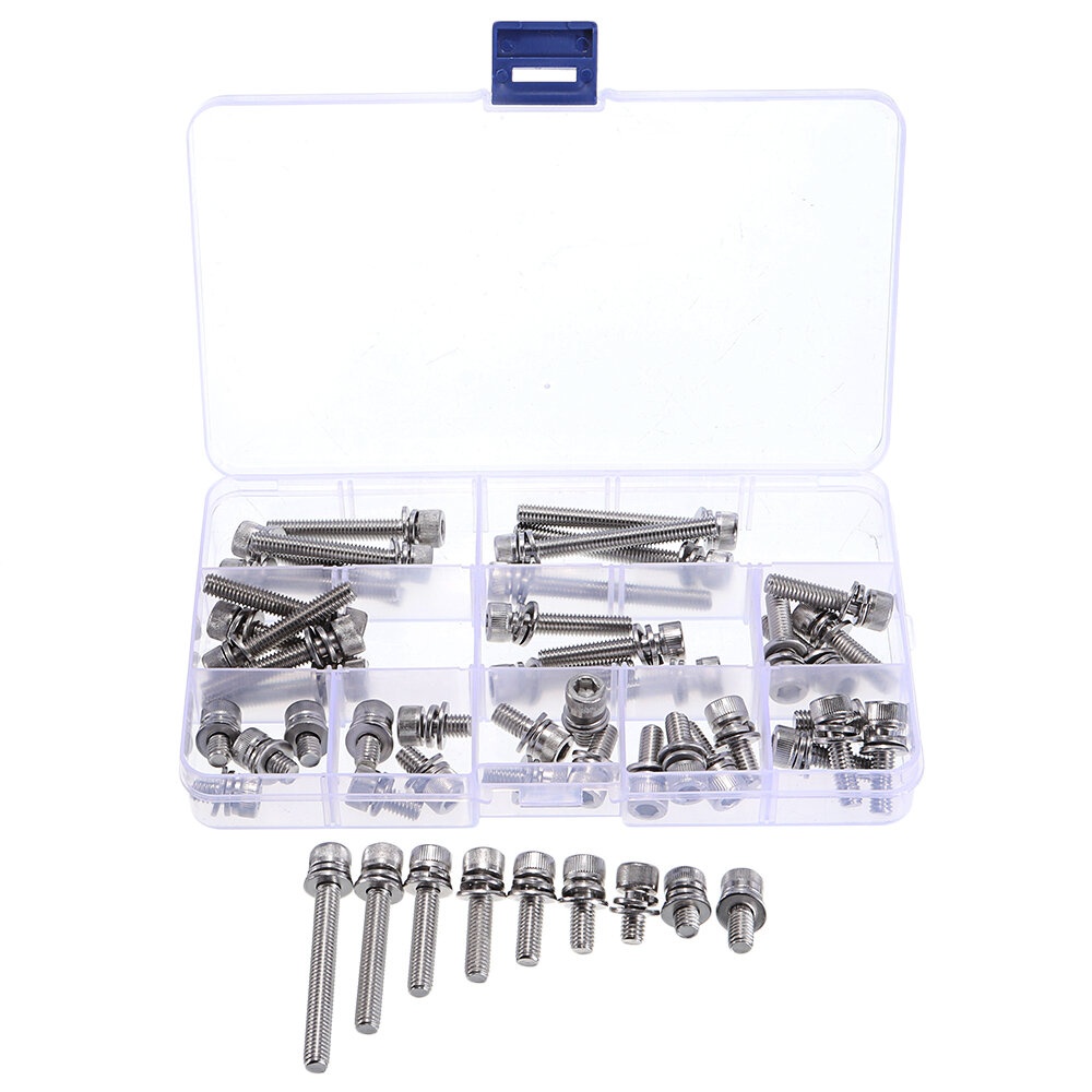 Suleve M6SH3 50Pcs M6 Hex Socket Knurled Cap Head Screw 304 Stainless Steel Bolt Assortment Set - Image 2