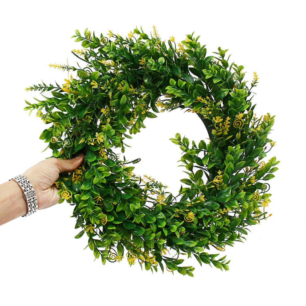 45CM Artificial Yellow Cherry Flower Wreath Garland Wedding Door Hanging Decorations - Image 2