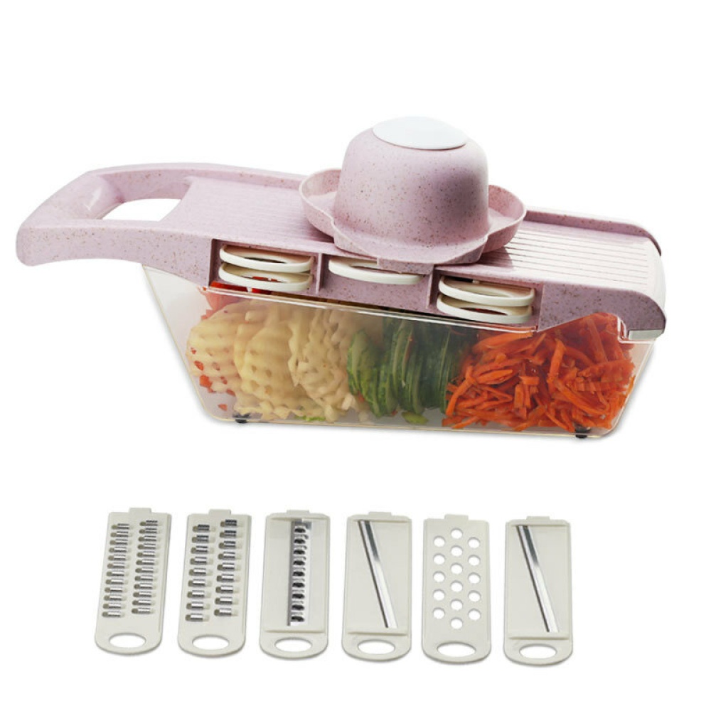 Multi-Function Vegetable Cutter with Steel Blade Mandoline Slicer Fruit Grater for Kitchen Cutting Tool - Pink - Image 2