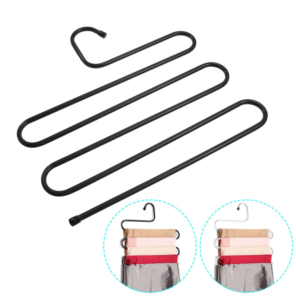 Clothes Rack Pants Hanger Closet Trousers Multi Layer Stainless Steel Hangers - Black - Image 2