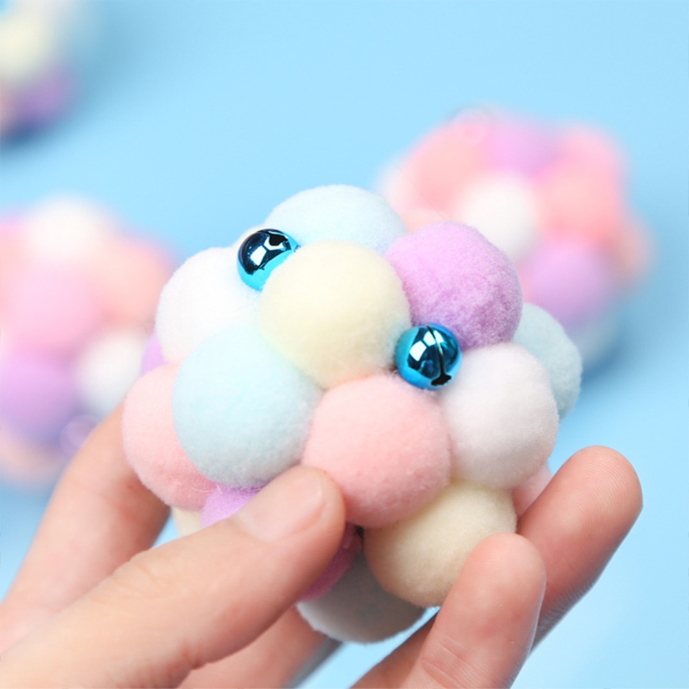 High-elastic Felt Ball Cats Plush Toys Colorful Sounding Bell Self-healing Funny Boredom Relief Bite-resistant Balls Pets Supplies Purple an - Image 2