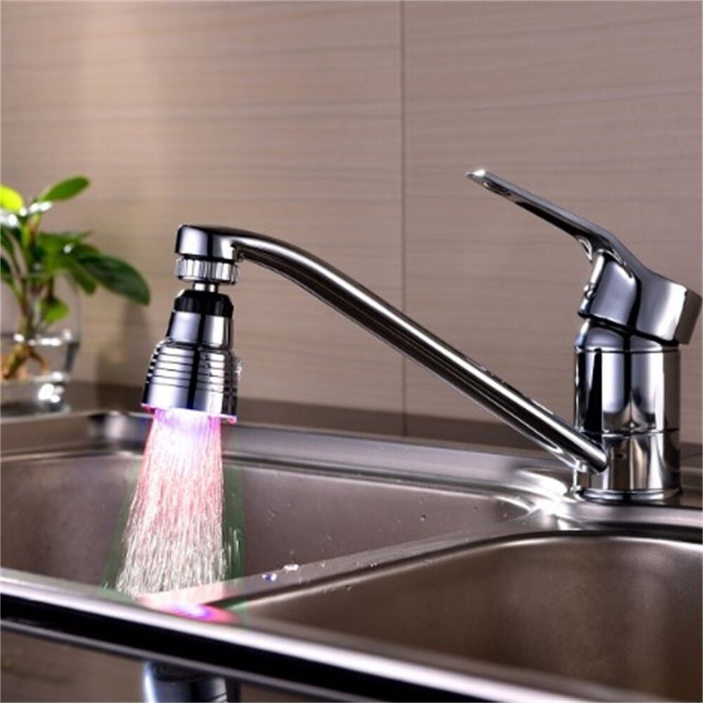 Led Faucet Extender Round Temperature Control Three-Color Temperature-Sensitive Color-ChangingTap 360 Degree Rotation - Temperature control three col - Image 2