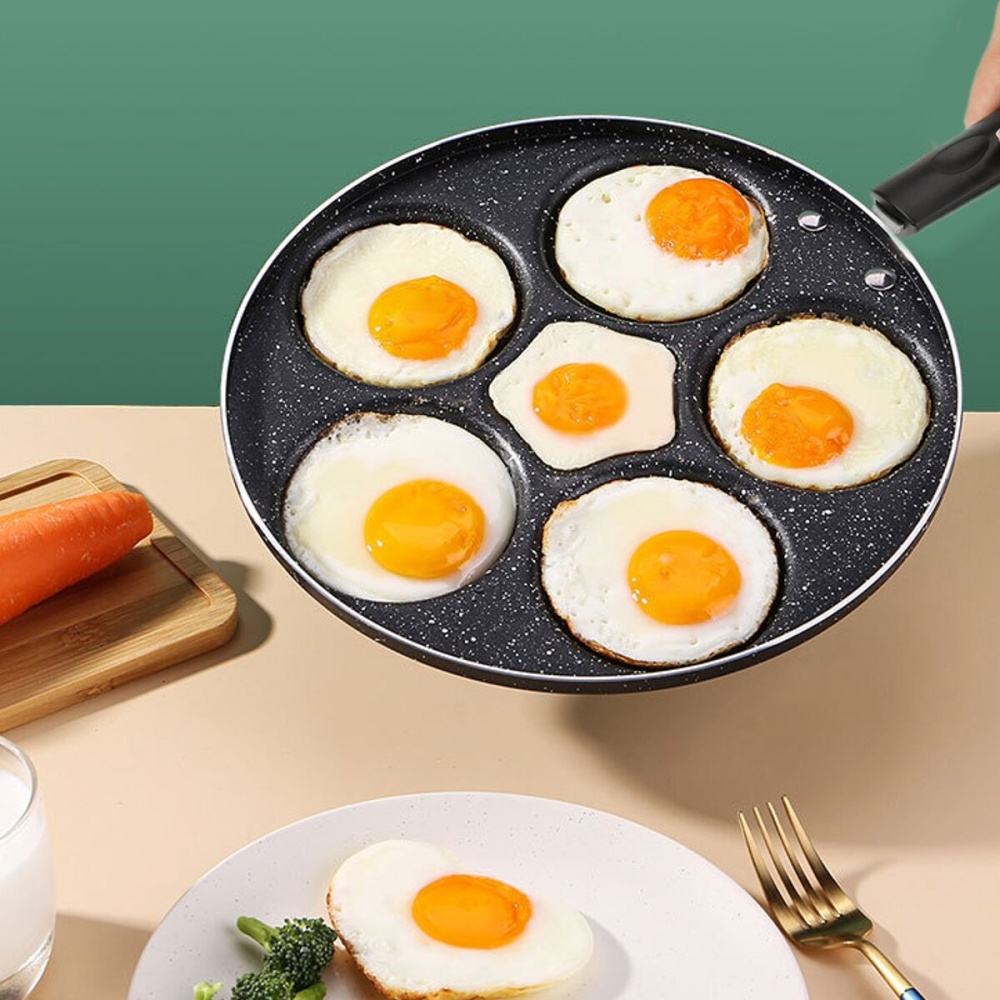 6 Holes Medical Stone Coating Non-stick Omelette Pan Egg Dumpling Pan Breakfast Pan - Image 2