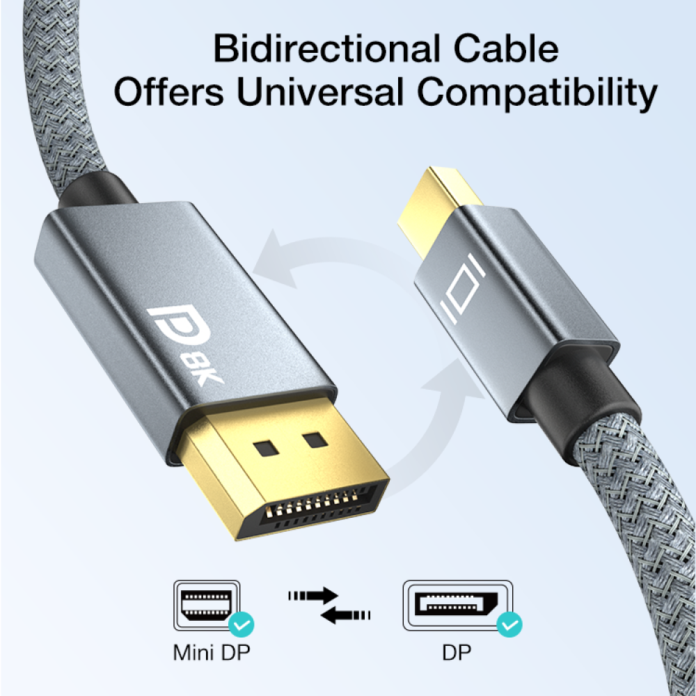 ULT-unite Mini DisplayPort to DisplayPort Cable 8K@60Hz 4K@144Hz HD Conversion Line For Computer Set-top Box For Projector - Image 2