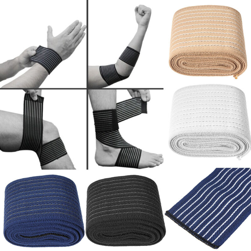 Elastic Sports Bandage Knee Pad Support Wrap Knee Band Brace Elbow Calf Arm Support - 90cm White - Image 2