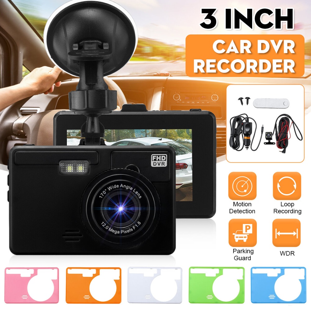 H168 3 Inch 1080P Car DVR Camera Audio Recorder Camera Loop Recording Dash Cam - Blue