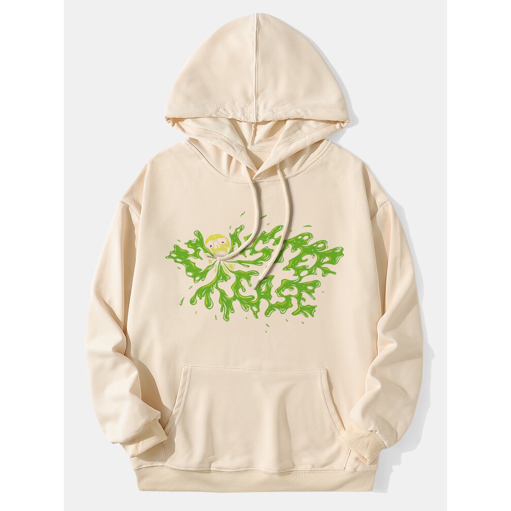 Mens  Cartoon 100% Cotton Casual Hoodies - Apricot M