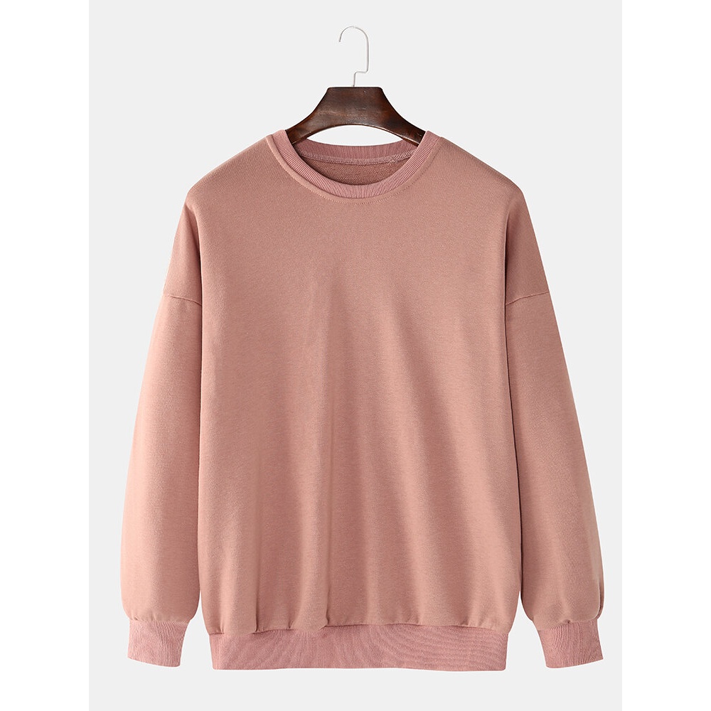 Cotton Women Side Lightning Print Pullover Long Sleeve Simple Drop Shoulder Sweatshirts - Yellow XL