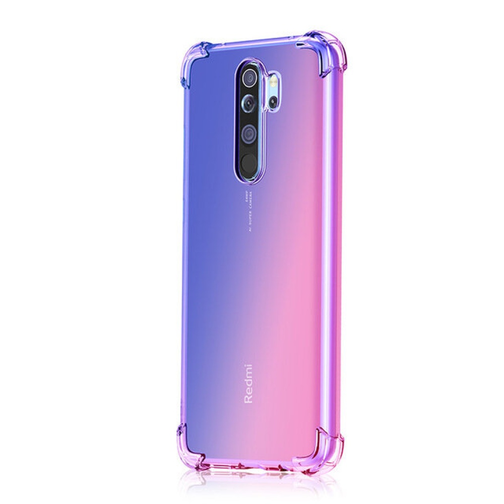 for Xiaomi Redmi 9 Case Gradient Color with Four-Corner Airbags Shockproof Translucent Soft TPU Protective Case Non-original - Purple Blue - Image 2