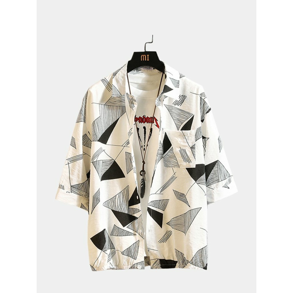 Mens Abstract Printed Casual Shirts - 2XL #01