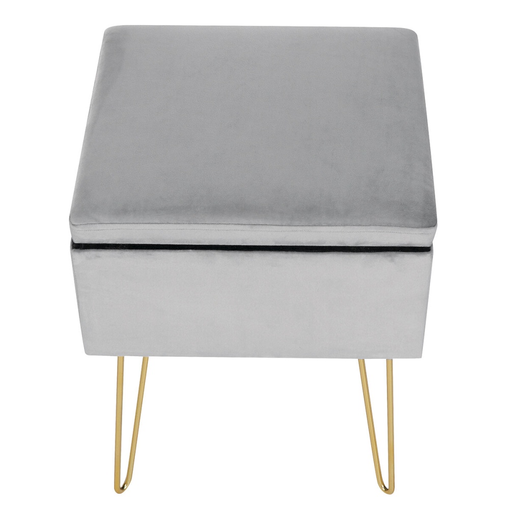 Fabric Velvet Storage Cube Tea Table Stool Creative Soft Iron Art Chair Footstool Seat Home Bedroom Supplies - Grey - Image 2