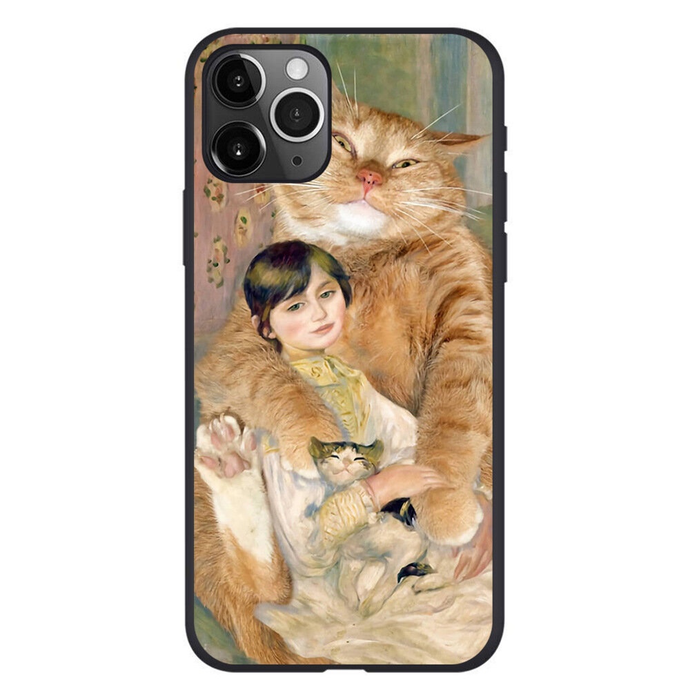 Creative Retro Oil Painting Cat Pattern Protective Case Back Cover for iPhone 11 / 11 Pro / 11 Pro Max / SE / X / XS / XR / XS Max / 6S / 6S Plus / 7 - Image 2