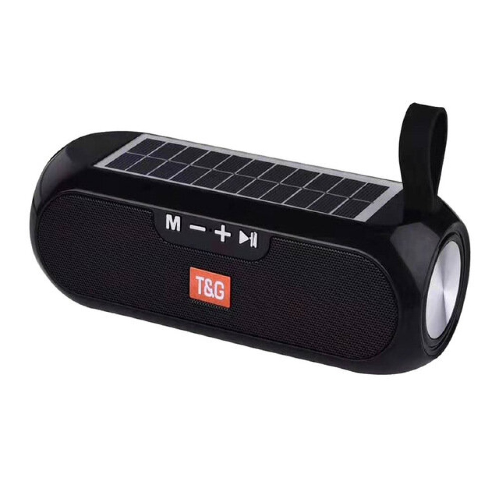 TG-182 bluetooth Speaker Solar Power Column Wireless Bass Stereo Music Box Waterproof Speaker with AUX FM Radio - Black - Image 2