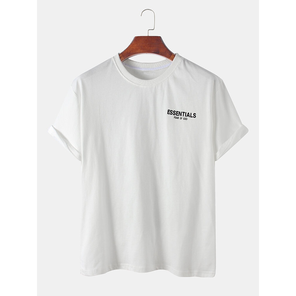 Mens Letter Print Colorful Plant Floral License Loose T-Shirts - White 2XL