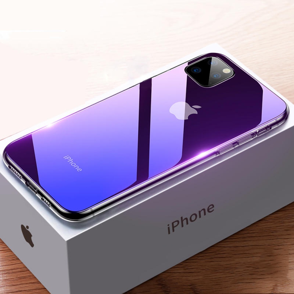 Cafele Gradient Color Tempered Glass + Soft Silicone Edge Protective Case for iPhone 11 Pro Max 6.5 inch - Gradient Blue - Image 2