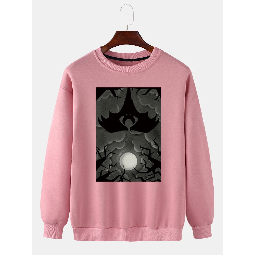 Mens  Style Landscape Print Cotton Pullover Round Neck Long Sleeve Sweatshirts - Yellow M