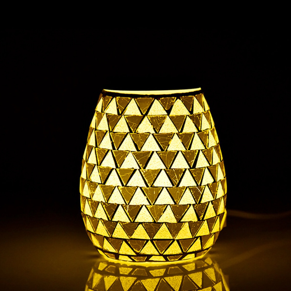 3D Glass Electric Aromatherapy Lamp Triangle Pattern Warm White Lights Home Aromatherapy Light - UK Plug - Image 2