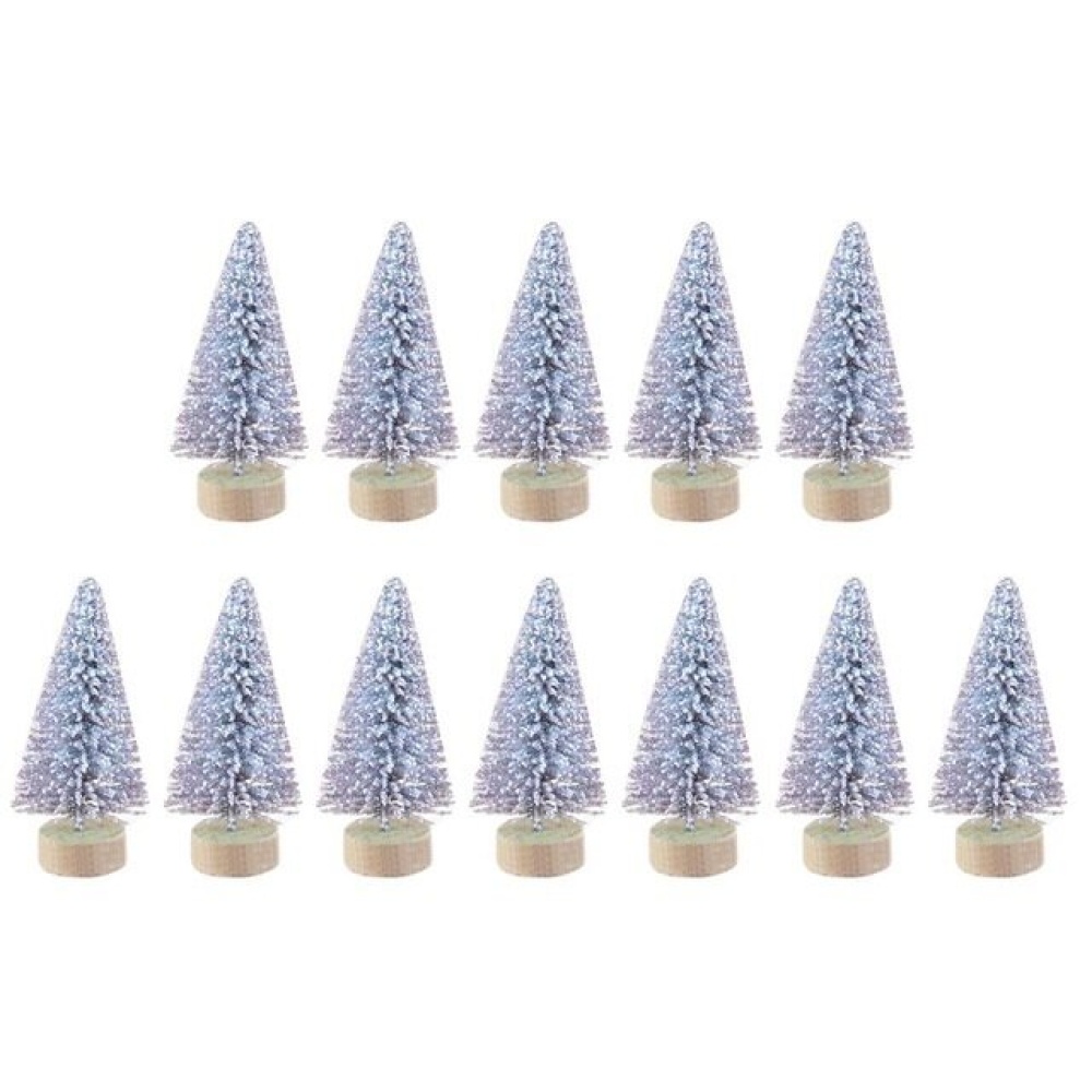 12 Pcs Mini  Tree Sisal Silk Cedar Decor Small  Tree Gold Silver Blue Green White Mini  Tree - Green - Image 2