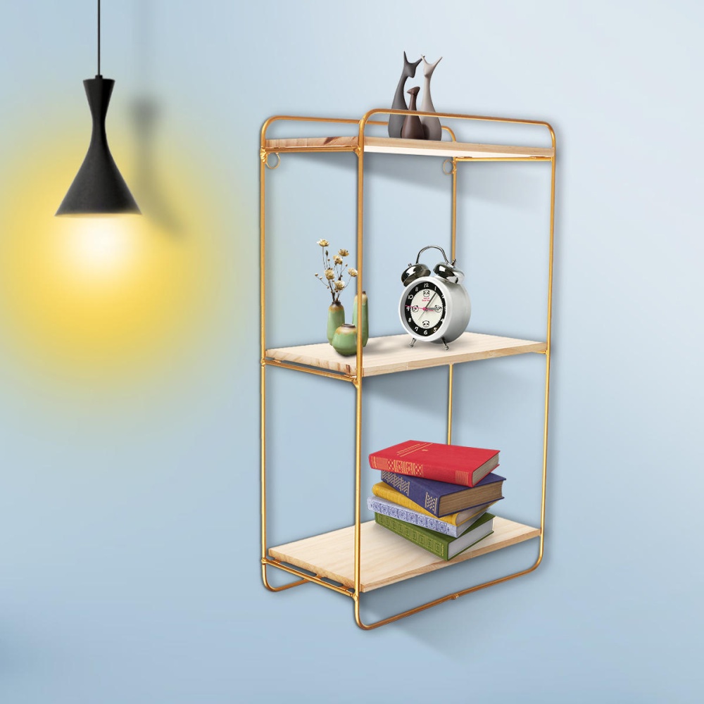 Metal Storage Shelf Simple Display Holder Wall-Mounted Rack Book Organiser Home Decorations - Image 2